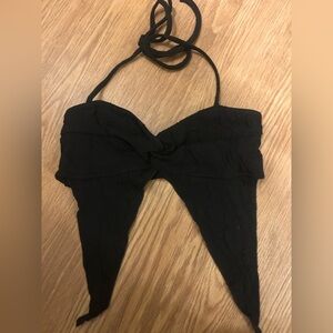 Black Halter Top With Two Front Pieces